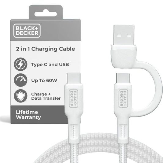 BLACK+DECKER USB C Multi Charging Cable, Fast Multi Charger Cable w/Adapter Braided 2in1 Multiple USB Cable, Universal Charging Cord w/Type C/USB Adapter for iPhone 17 16 15/Samsung/LG/Tablets/More