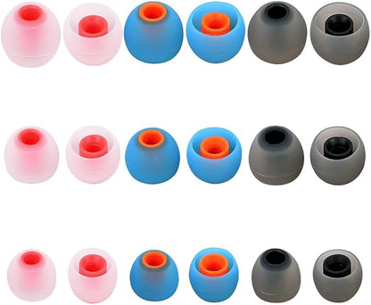 Earbud Tips Ear Bud Tips Soft Anti Slip Washable and Reusable Silicone Replacement Earbud Tips Fit Most in-Ear Earbuds(Inner Hole 3.8mm -5.1mm) 18pcs S M L
