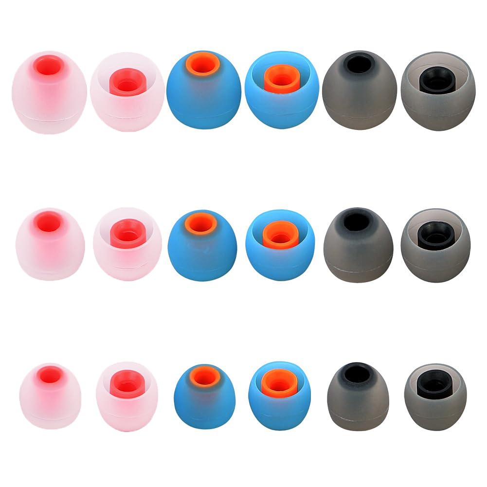 TSZYYM Earbud Tips Ear Bud Tips Soft Anti Slip Washable and Reusable Silicone Replacement Earbud Tips Fit Most in-Ear Earbuds(Inner Hole 3.8mm -5.1mm) 18pcs S M L