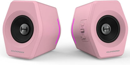 Edifier Hecate RGB Gaming Speakers, 32W Peak Power, Bluetooth 5.1, Game/Movie/Music Modes, 12 RGB Lighting Effects, Compact Design for PC/PS4/Desktop - Pink