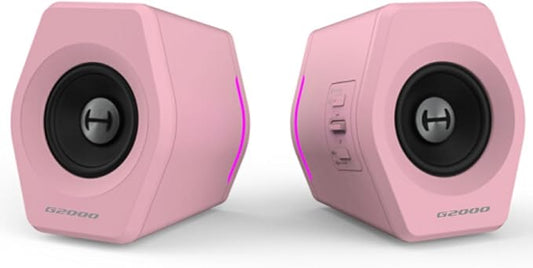 Edifier Hecate Gaming Speakers RGB, 32W Peak Power, Compact Design for PC/PS4/Desktop, Bluetooth 5.1, 3.5mm AUX, Game/Movie/Music Modes, 12 RGB Lighting Effects - Pink
