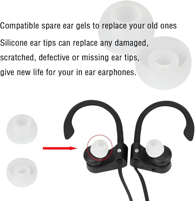 Silicone Earbud Tips Replacement Ear Tips for in- Ear Headphones Earbud Rubber Tips Eartips, 10 Pairs Large