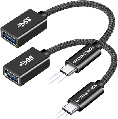 USB C to USB 3.2 Adapter [2pcs Black], Transfer up to 10Gbps, Type C to USB(Male-Female OTG Cable USBC to USB Adapter Compatible with MacBook Pro/Air, iPhone 15 Pro Max Plus