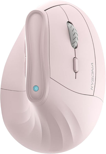57° Ergonomic Wireless Tower Mouse, Vertical Quiet Ergo Mouse, Bluetooth(BT5.0,BT3.0)&2.4G, (800/1200/2400/2400/4000), 7 Buttons for Windows, macOS, iPadOS, Laptop, PC, Pink