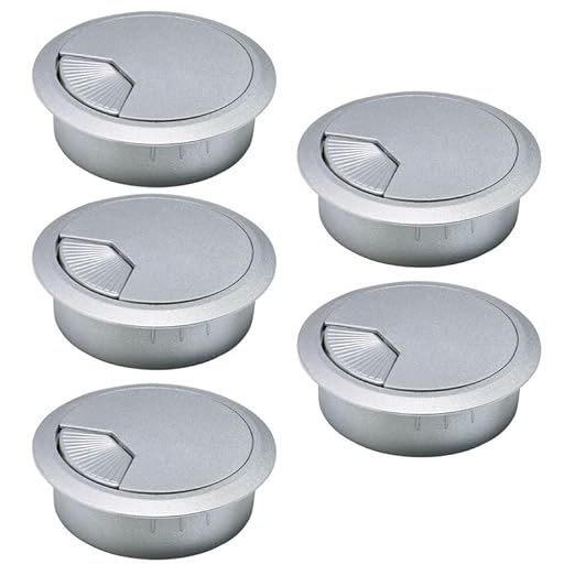5 Pcs Desk Grommet 2" / 50 mm, Desk Cord Hole Cover, Cable Grommet ABS Plastic, Desk Hole Grommet for Home & Office Pc, Detachable Adjustable Cable Cord Organizer-Silvery