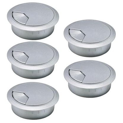 5 Pcs Desk Grommet 2-1/16" / 53 mm, Desk Cord Hole Cover, Cable Grommet ABS Plastic, Desk Hole Grommet for Home & Office Pc, Detachable Adjustable Cable Cord Organizer-Silvery
