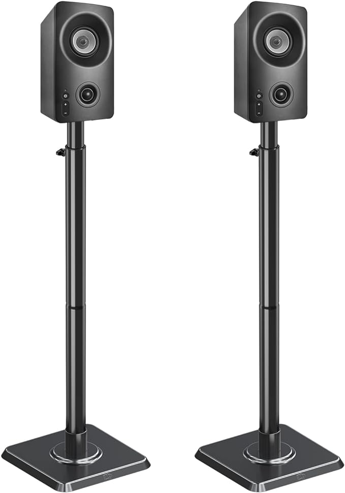 Mounting Dream Speaker Stands - Height Adjustable Speaker Stand for Vizio, Polk, JBL, Sony, Speaker Stands Pair with Wire Management (Holds up to11LBS Per Stand)