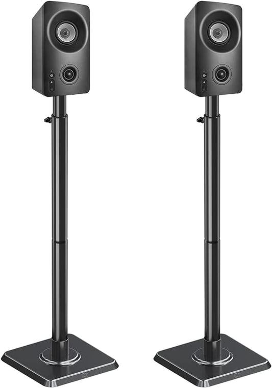 Mounting Dream Speaker Stands - Height Adjustable Speaker Stand for Vizio, Polk, JBL, Sony, Speaker Stands Pair with Wire Management (Holds up to11LBS Per Stand)