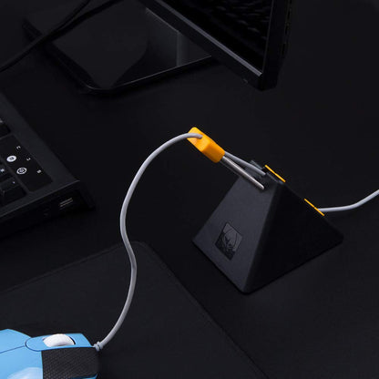 HOTLINEGAMES [NEW] Mouse Bungee, Mouse Cord Clip Cord Management System Fixer Holder for Esports FPS Game (Black-Orange)