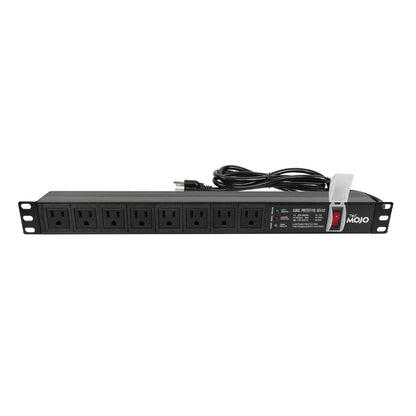 Tecmojo 1U Rack-Mount Horizontal 8-Outlet PDU, UL Listed PDU with Surge Protection LED Indicators 6ft Cord Power Distribution for IT and Network Server Racks