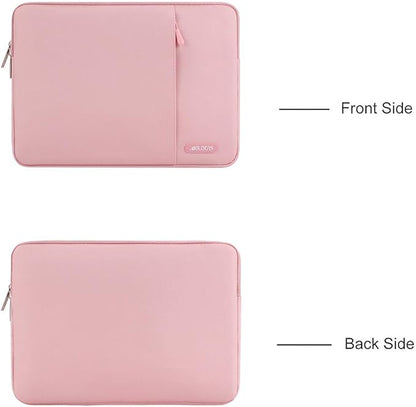 MOSISO Laptop Case 16 inch, 15-15.6 inch Laptop Sleeve Compatible with MacBook Pro 16 M4 M3 M2 M1, HP Acer Dell Lenovo ASUS Notebook, Polyester Vertical Computer Sleeve Bag with Pocket, Pink