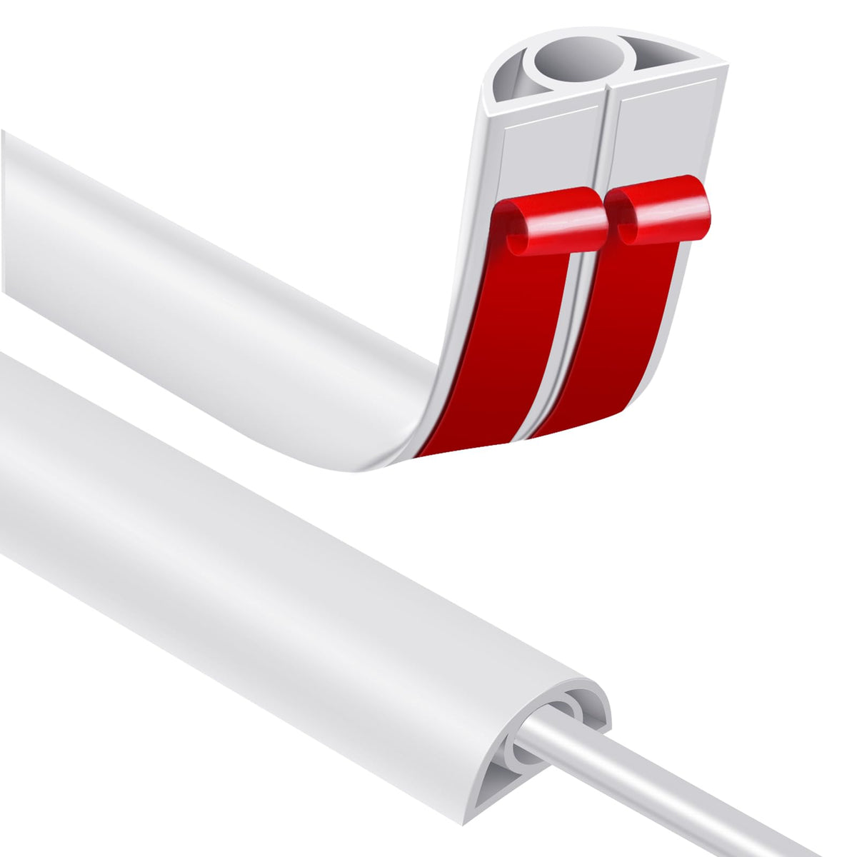 JAHOMFAI Floor Cord Cover 10FT Cord Covers for Wires on Floor Protect Wires & Prevent Trip Hazards, Easy to Cut for Home, Office, School, Concerts, Cavity W0.6in x H0.32in