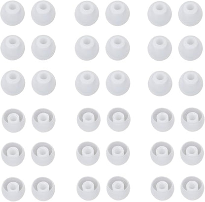 36 Pieces Small Earbud Tips Soft and Comfortable Ear Bud Replacement Pieces Silicone Fit Most in-Ear Headphones，Inner Hole 3.8mm -5.5mm，Small Clear White Replacement Eartips