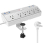 Desk Clamp Power Strip with 40W Fast Charging USB-C, JXGUCAT 10Ft Desk Mount Surge Protector with 6 Outlets 6 USB Ports, Flat Plug Extension Cord Home Office Essentials, Fit 2.48" Tabletop Edge