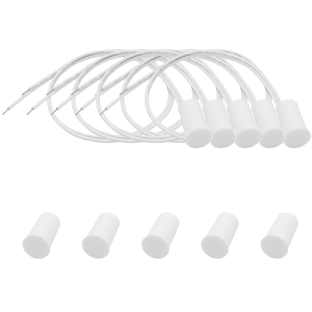 FOCMKEAS 4PCS Recessed Wired Door Contact Sensor, NC, ABS White, RC-33