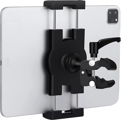 Boat Helm Tablet Holder, Marine Boat Handle Bar Pole Mount, 360°Rotation Clamp Non-Slip Aluminum Alloy Mount,Compatible with 4.7~12.9" iPad/Nexus/LG G Pads/e-Reader/iPhone