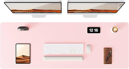 YSAGi Leather Desk Pad Protector, Office Desk Mat, Large Mouse Pad, Non-Slip PU Leather Desk Blotter, Laptop Desk Pad, Waterproof Desk Writing Pad for Office and Home (Light Pink, 47" x 17")