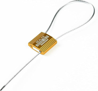 50 Yellow High Security Cable Seals with Barcode Pull Tight Numbered Steel Security Seals Metal Container Seals Anti-Tamper Shipping Self-Locking Tags for Logisitics ISO 17712 Certificated