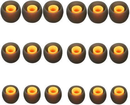 Earbuds Replacement Tips Silicone Earbud Tips Ear Gels Fit for Inner Hole from 3.8mm - 5.1mm Earphones 9 Pairs S/M/L Black-Orange