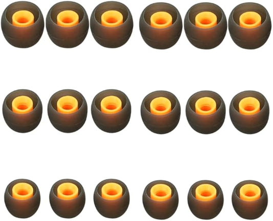 Earbuds Replacement Tips Silicone Earbud Tips Ear Gels Fit for Inner Hole from 3.8mm - 5.1mm Earphones 9 Pairs S/M/L Black-Orange
