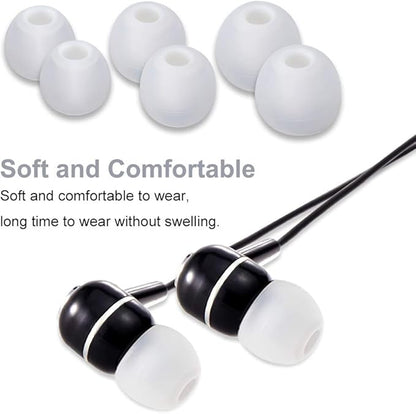 Earbud Tips Soft Silicone Earbuds Replacement Tips Fit for in-Ear Headphones(Inner Hole from 3.8mm - 4.0mm Earphones) 9 Pairs S/M/L,White