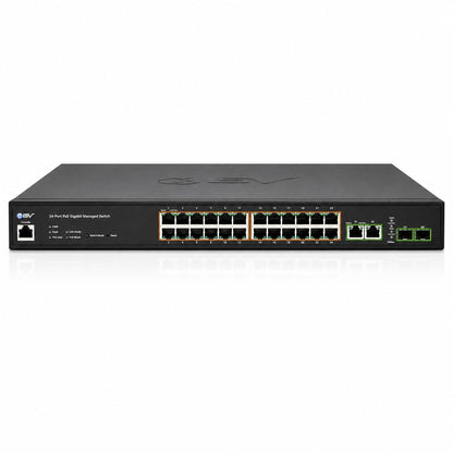 BV-Tech 24-Port Gigabit PoE+ Managed Switch with 2 Ethernet & 2 SFP Uplinks | High-Performance, NDAA Compliant | POE-SW2404G-MG-PLUS