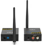 1Mii 2.4Ghz Wireless Audio Transmitter Receiver for TV, 320ft Long Range 20ms Low Delay HiFi Audio, Wireless Adapter Kit for Subwoofer/Powered Speaker/Stereo/Soundbar, RCA(3.5mm AUX) Out/Input