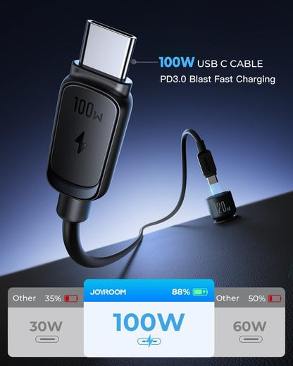 JOYROOM 175W Super Fast Car Charger [GaN] 3-Port Car Charger USB C Fast Charge with USB-C Cable, Car Cigarette Lighter USB Charger for iPhone 17/16/15, Samsung S26/25, Pixel 10, MacBook, iPad and More