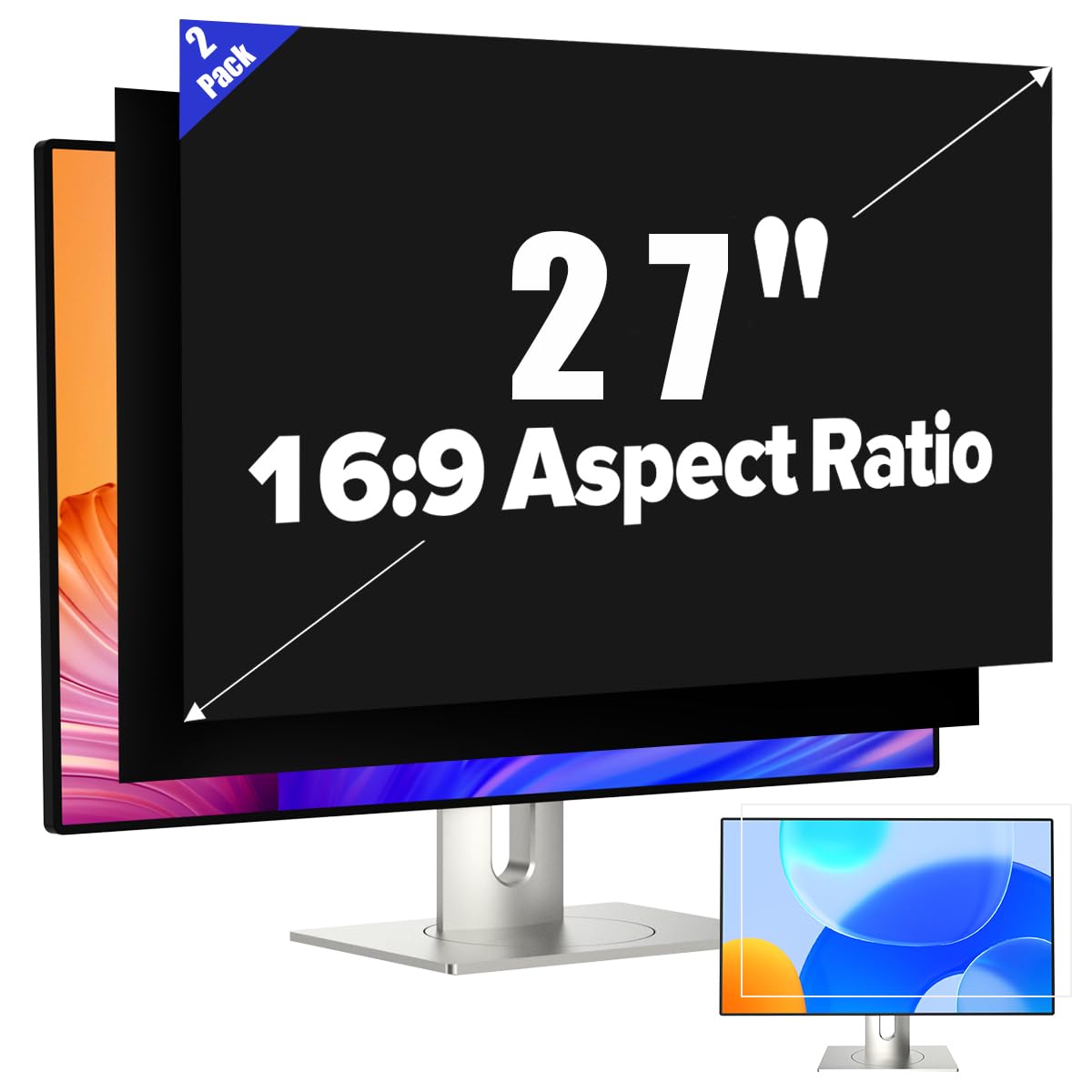 JEAPKA [2-Pack] 27 Inch Privacy Screen for Monitor Computer Screen Privacy Filter for 16:9 Widescreen Monitor Desktop PC Monitor Privacy Film Monitor Privacy Shield and Anti-Glare Protector