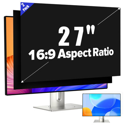 JEAPKA [2-Pack] 27 Inch Privacy Screen for Monitor Computer Screen Privacy Filter for 16:9 Widescreen Monitor Desktop PC Monitor Privacy Film Monitor Privacy Shield and Anti-Glare Protector