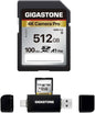 [5-Yrs Free Data Recovery] GIGASTONE 512GB SD Card with USB Type C Card Reader, 4K Camera Pro, A1 V30 U3 SDXC Memory Card Compatible with Canon Digital Camera, with 1 Mini case