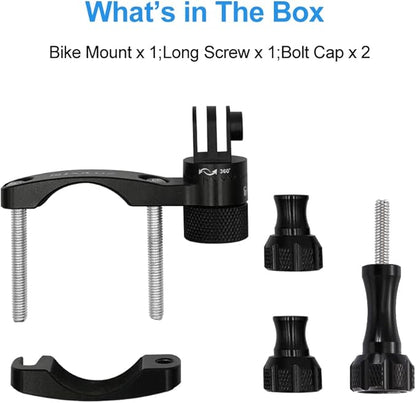 PULUZ Bike Motorcycle Handlebar Mount, 360 Degree Rotation Aluminum Bicycle Moto Camera Mount for GoPro Hero 12 11 10 9 8 7 6 & DJI Osmo Action