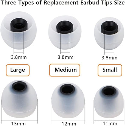Earbud Tips Earbud Replacement Pieces Silicone Soft and Comfortable Compatible with Senso, Tozo, Sony & Other Inner Hole 3.8mm -5.1mm Earbud in-Ear Headphones 9 Pairs S/M/L