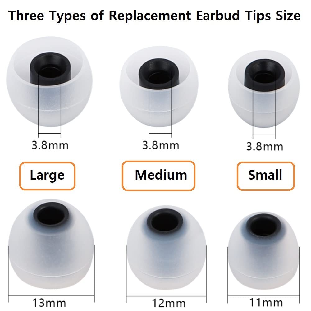 Earbud Silicone Ear Tips Earbuds Replacement Ear Tips Gels Bud for Popular in-Ear Headphones Other Inner Hole from 3.8mm - 5.1mm Earphones 9 Pairs S/M/L