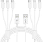 Multi Charger Cable 6Ft 2Pack, 3 in 1 Charging Cord, Universal Phone Charger, Multiple Charger Wire USB-A to Lightning/USB-Type C/Micro USB Connectors for Cellphone, Tablets and More (Charging Only)