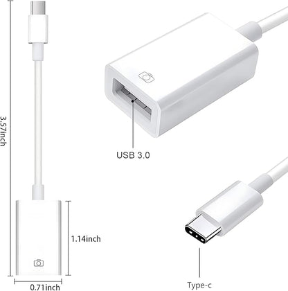 Type-c to USB Adapter, USB-C to USB-A 3.1 Gen1 Female Adapter Cable Converter, 5Gbps High-Speed, for Laptops, Tablets, Phones, USB Flash Drive,Card Reader,MIDI Keyboard, Mouse White