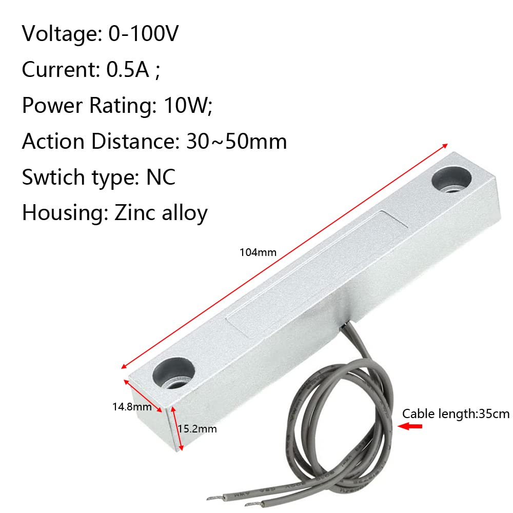Gebildet Home Security Wired Rolling Door Contact Magnetic Reed Switch MC-58 Alarm Sensor Magnetic Switch with 2 Wires for N.C. Applications