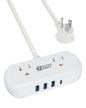 Power Strip with USB, SUPERDANNY Mini Surge Protector with 2 Wide-Spaced Outlets, 3 USB-A 1 USB-C, 5 Ft Extension Cord, Flat Plug, Compact Size Desktop Charging Station Travel, Home, Office, White