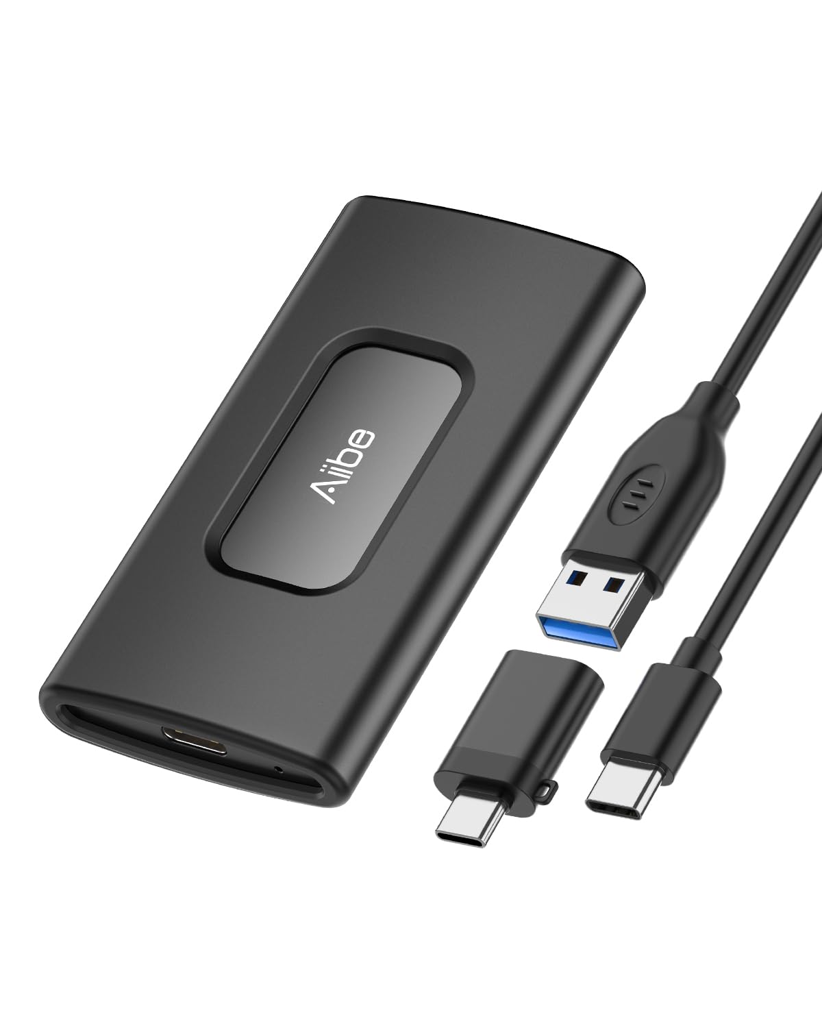 Aiibe 256GB External SSD External Hard Drive 256GB USB C Portable SSD, Up to 500MB/s, USB 3.1, External Solid State Drive for Laptop, Mac, PS4 (Black)