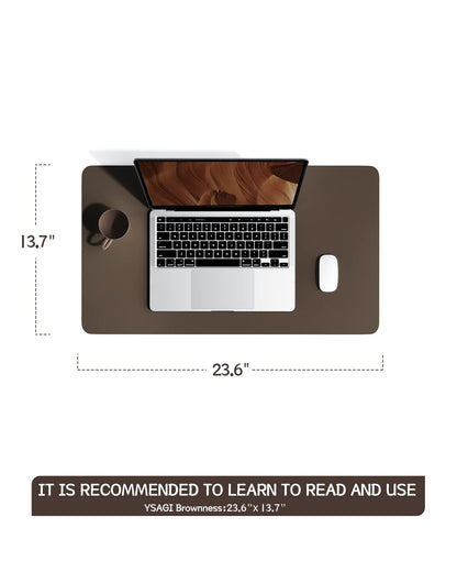 YSAGi Non-Slip Leather Desk Pad, Waterproof Laptop Computer Desk Keyboard Mat, Table Protector Blotter Mat, Large Mouse Pad for Office/Work/Home/Decor(Dark Brown, 23.6" x 13.7")