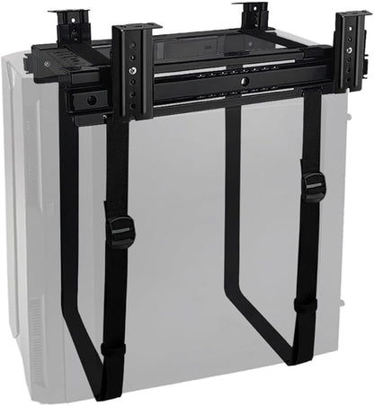Under Desk Slide Out PC Mount with Anti-Scratch Sponge, Adjustable CPU Holder Bracket for Computer Tower (Black (Slide Access))