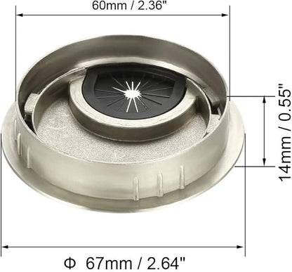 uxcell Cable Hole Cover, 2.4Inch/60mm Zinc Alloy Desk Wire Cord Cable Grommets Hole Cover for Office PC Desk Cable Cord Organizer, 4Pcs Wire Drawing Silver