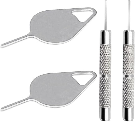 AYWFEY 4 Pcs SIM Card Removal Openning Tool Tray Eject Pins Needle Opener Ejector Compatible with All iPhone Apple iPad HTC Samsung Galaxy Cell Phone Smartphone Watchchain Link Remover (Style E)
