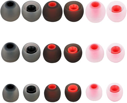 Earbud Tips Ear Bud Tips Soft Anti Slip Washable and Reusable Silicone Replacement Earbud Tips Fit Most in-Ear Earbuds(Inner Hole 3.8mm -5.1mm) 18pcs S M L
