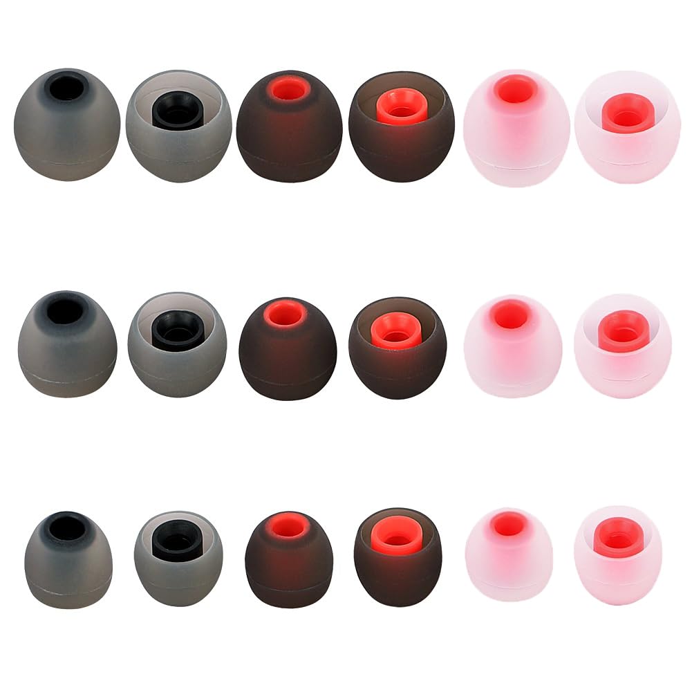 TSZYYM Earbud Tips Ear Bud Tips Soft Anti Slip Washable and Reusable Silicone Replacement Earbud Tips Fit Most in-Ear Earbuds(Inner Hole 3.8mm -5.1mm) 18pcs S M L