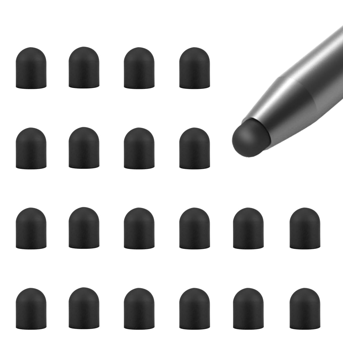 YOLUFER 20Pcs Replacement Tips Silicone Rubber Touch Screen Pens Tips for Touch Pen (6 * 6mm)