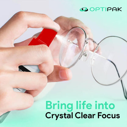 OPTIPAK Sparkle Anti-Reflective Lens Cleaner Spray kit | (2) 1oz Glasses Cleaner Spray + (2) Microfiber Cloth for Eyeglasses, Sunglasses, Lenses, Screens and Camera Cleaning Kit (4 Piece Set)