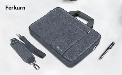Ferkurn Laptop Case Sleeve 15.6 16 Inch Laptop Bag for Women Men Compatible with HP Envy Pavilion/Dell Inspiron XPS/Lenovo/Acer, Shoulder Strap Carrying Briefcase Computer Messenger Bag Case, Grey