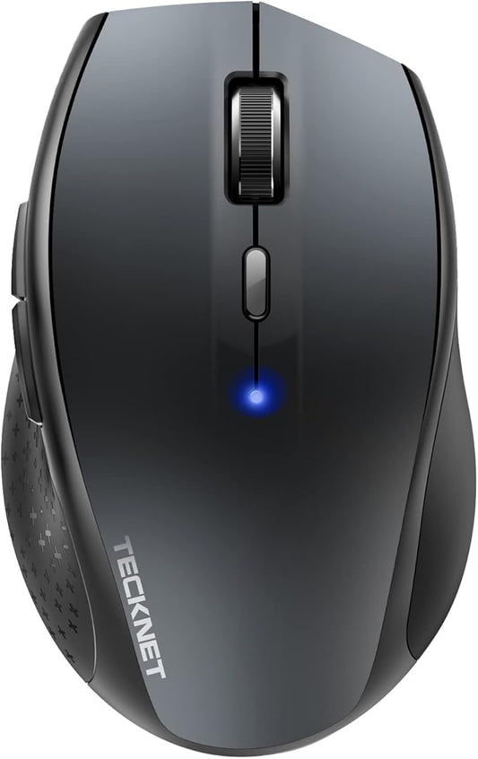TECKNET Bluetooth Mouse, Wireless Silent 6 Buttons 2-Yr Battery, Gray