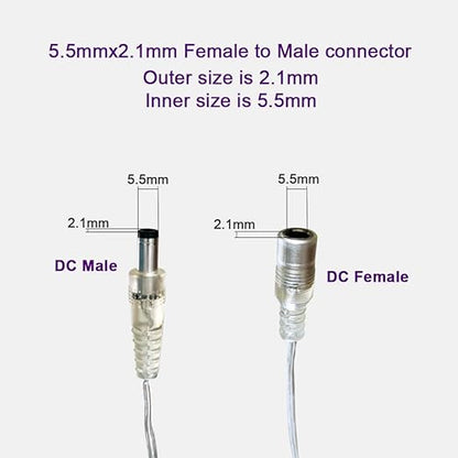 jXIN 12V DC Sensitive Dimmer Switch for Neon Sign, Low Voltage Unique Female Male Connector with 2 Female Power Jack Adapter Suitable for LED Strip Light
